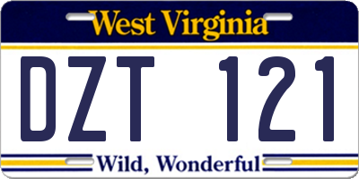WV license plate DZT121