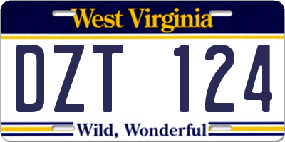 WV license plate DZT124