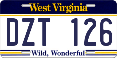 WV license plate DZT126