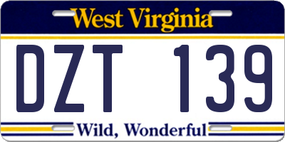 WV license plate DZT139