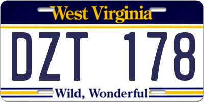 WV license plate DZT178
