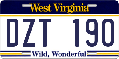 WV license plate DZT190