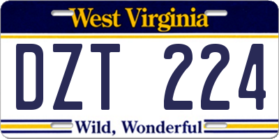 WV license plate DZT224