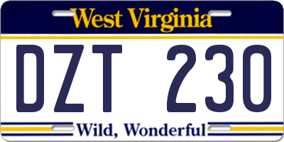 WV license plate DZT230