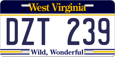 WV license plate DZT239