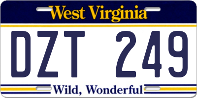 WV license plate DZT249