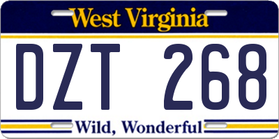 WV license plate DZT268