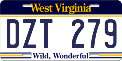 WV license plate DZT279
