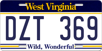 WV license plate DZT369
