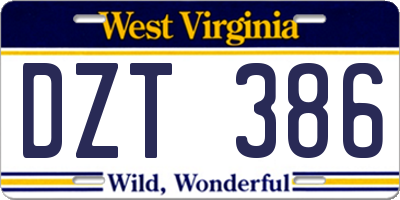 WV license plate DZT386