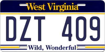 WV license plate DZT409
