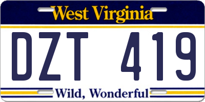 WV license plate DZT419