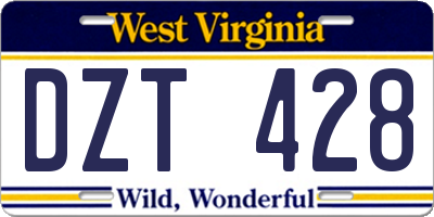 WV license plate DZT428