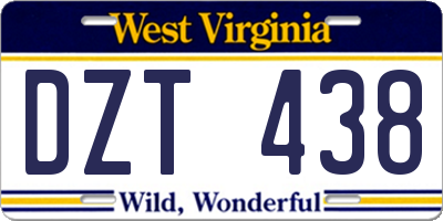 WV license plate DZT438