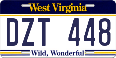 WV license plate DZT448