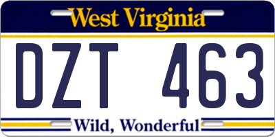 WV license plate DZT463