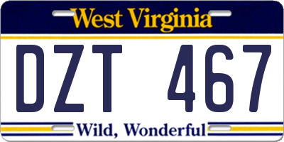 WV license plate DZT467