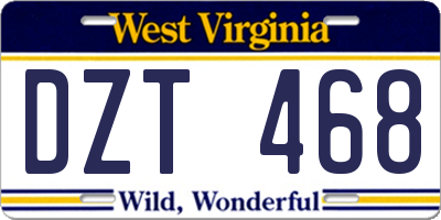 WV license plate DZT468