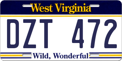 WV license plate DZT472
