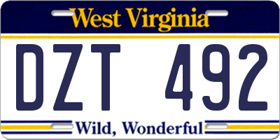 WV license plate DZT492
