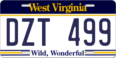 WV license plate DZT499