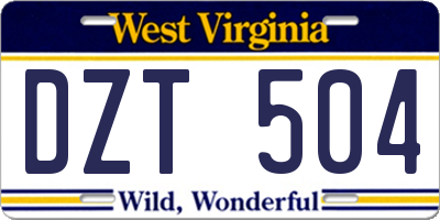 WV license plate DZT504