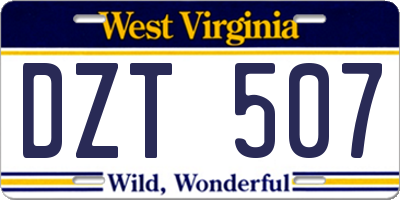 WV license plate DZT507