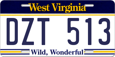 WV license plate DZT513