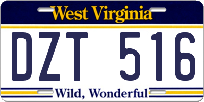 WV license plate DZT516