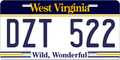 WV license plate DZT522
