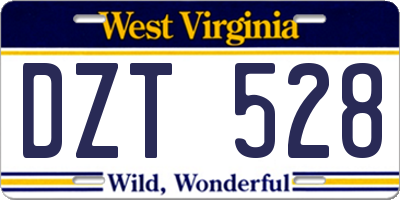 WV license plate DZT528