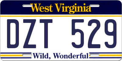 WV license plate DZT529