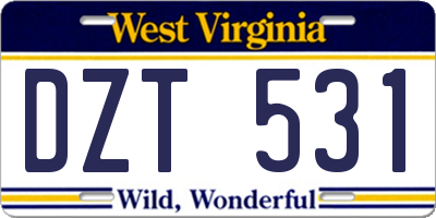 WV license plate DZT531