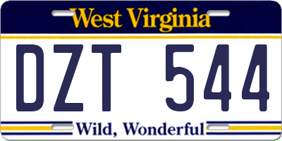 WV license plate DZT544