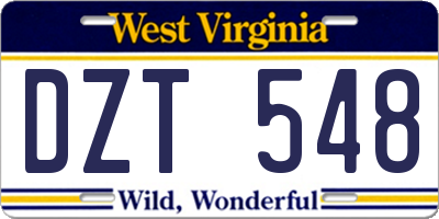 WV license plate DZT548