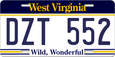 WV license plate DZT552