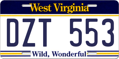 WV license plate DZT553