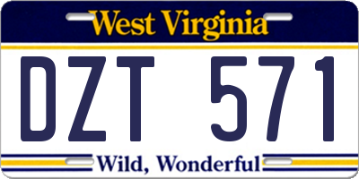 WV license plate DZT571