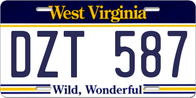 WV license plate DZT587