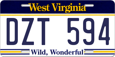 WV license plate DZT594