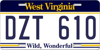 WV license plate DZT610