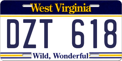 WV license plate DZT618