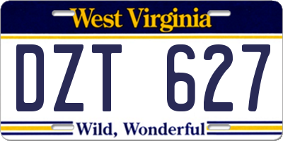 WV license plate DZT627