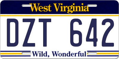 WV license plate DZT642
