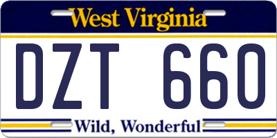WV license plate DZT660