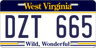 WV license plate DZT665
