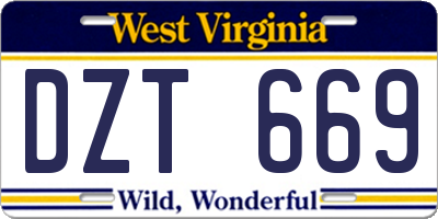 WV license plate DZT669