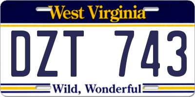 WV license plate DZT743