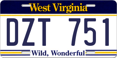 WV license plate DZT751