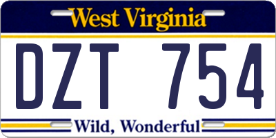 WV license plate DZT754